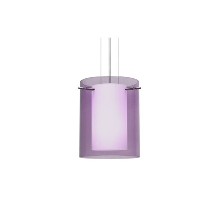 Pahu 8 Cable Pendant, Trans. Amethyst/Opal, Satin Nickel Finish, 1x100W Incandescent